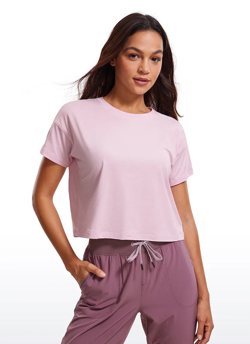 Pima Cotton Crew Neck Cropped Short Sleeve sold by CRZ Yoga product image thumbnail 5