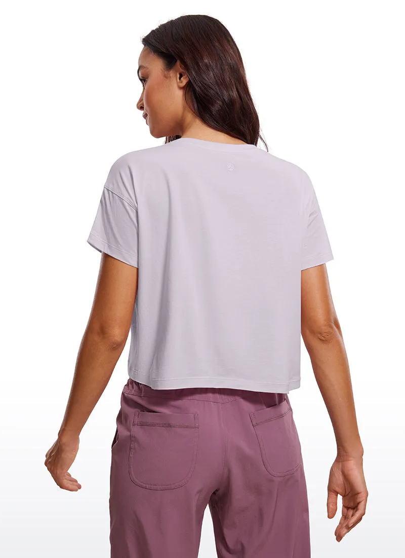 Pima Cotton Crew Neck Cropped Short Sleeve sold by CRZ Yoga product image thumbnail 2