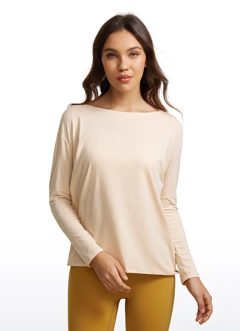 Pima Cotton Boat Neck Long Sleeve sold by CRZ Yoga product image thumbnail 4