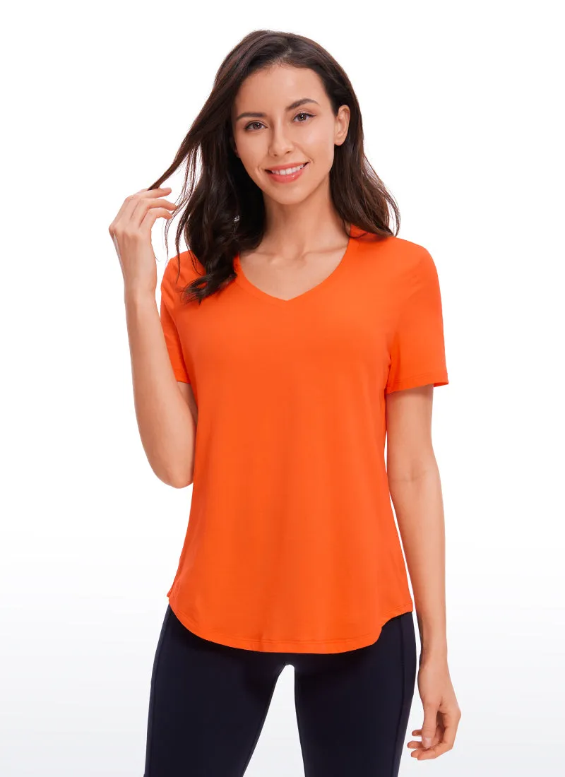 Pima Cotton Yoga Short Sleeves V-Neck sold by CRZ Yoga