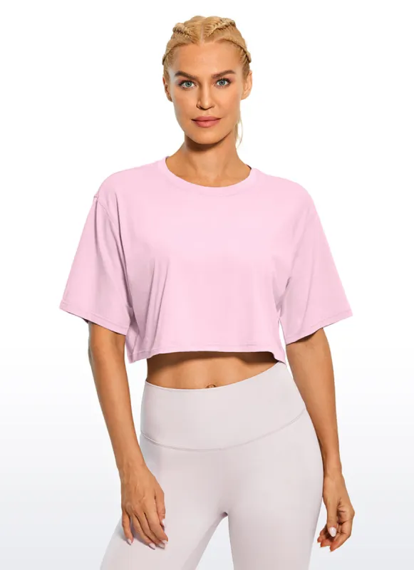 Pima Cotton Short Sleeves Cropped sold by CRZ Yoga