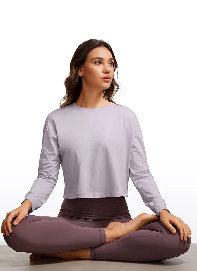 Pima Cotton Cropped Loose Fit Long Sleeve sold by CRZ Yoga product image thumbnail 3