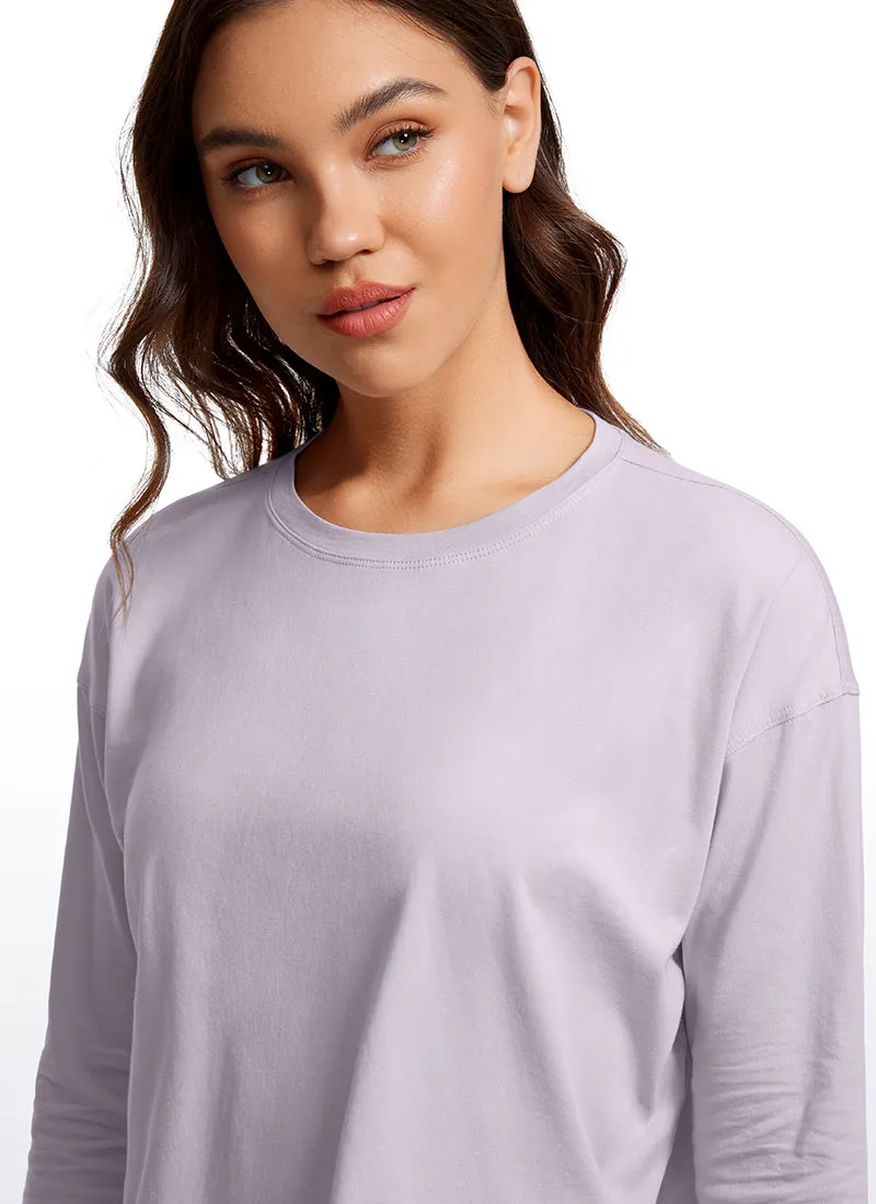 Pima Cotton Cropped Loose Fit Long Sleeve sold by CRZ Yoga product image thumbnail 4