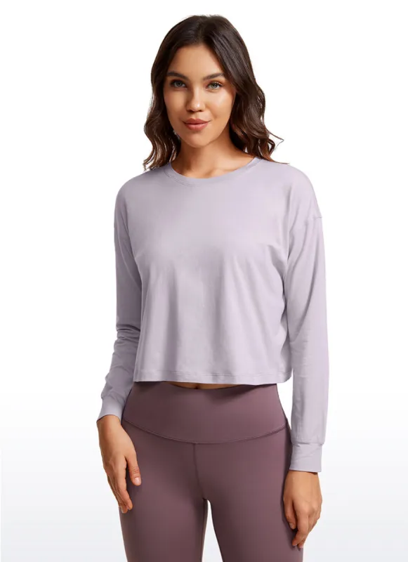 Pima Cotton Cropped Long Sleeve Loose Fit sold by CRZ Yoga