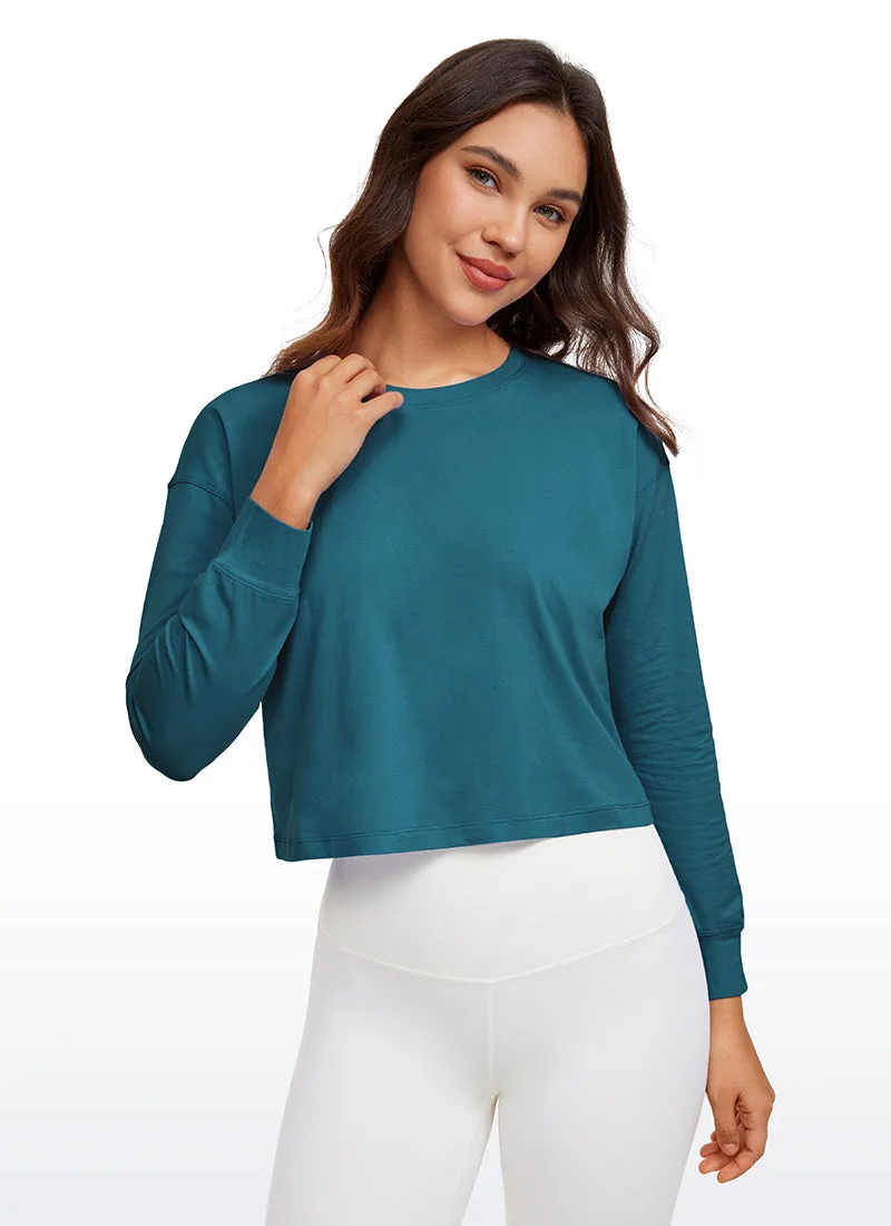 Pima Cotton Cropped Loose Fit Long Sleeve sold by CRZ Yoga product image thumbnail 5