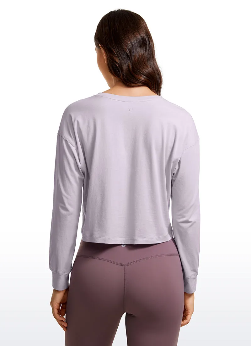 Pima Cotton Cropped Loose Fit Long Sleeve sold by CRZ Yoga product image thumbnail 2