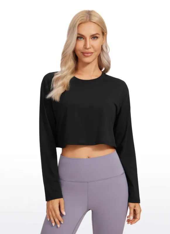 Pima Cotton Workout Cropped Long Sleeve sold by CRZ Yoga