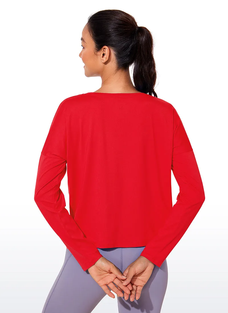 UPF 50+ Lightweight Heather Cropped Long Sleeves sold by CRZ Yoga product image thumbnail 2