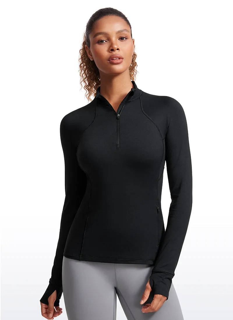 Brushed Thumbhole Half Zip Long Sleeve sold by CRZ Yoga product image thumbnail 5
