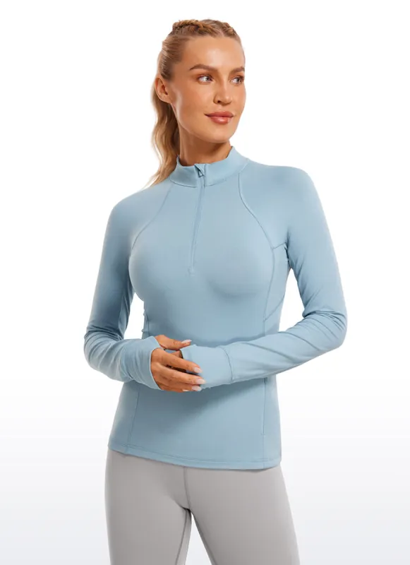 Brushed Half-Zip Long Sleeve with Thumbholes sold by CRZ Yoga