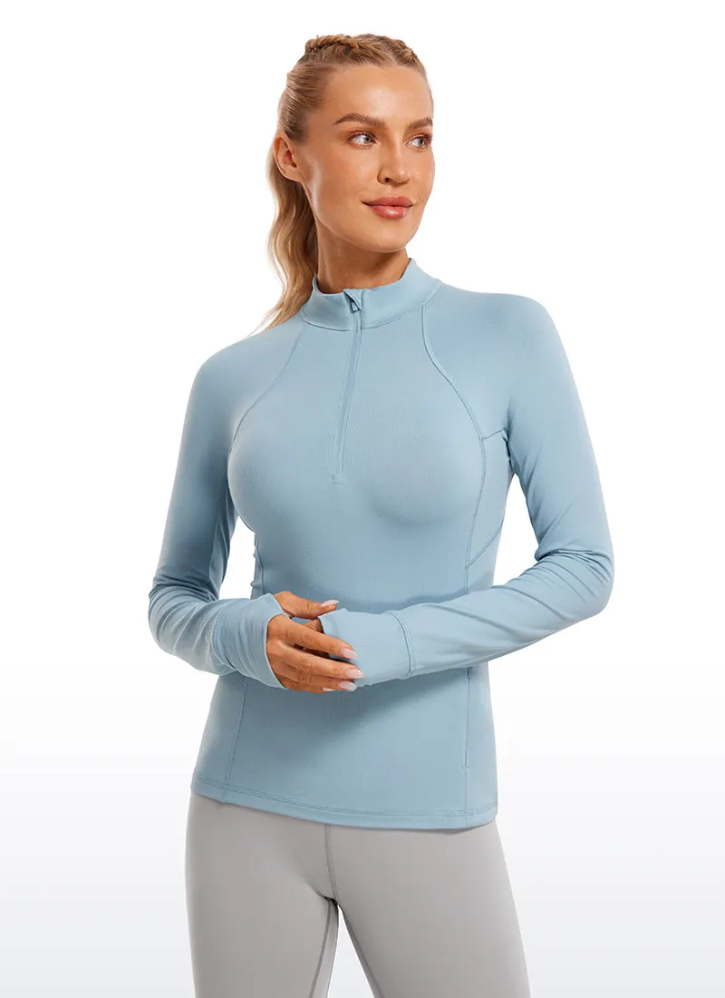 Brushed Thumbhole Half Zip Long Sleeve sold by CRZ Yoga