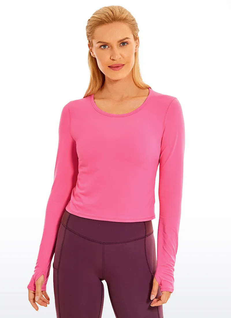 Brushed Thumbhole Cropped Long Sleeve sold by CRZ Yoga product image thumbnail 5
