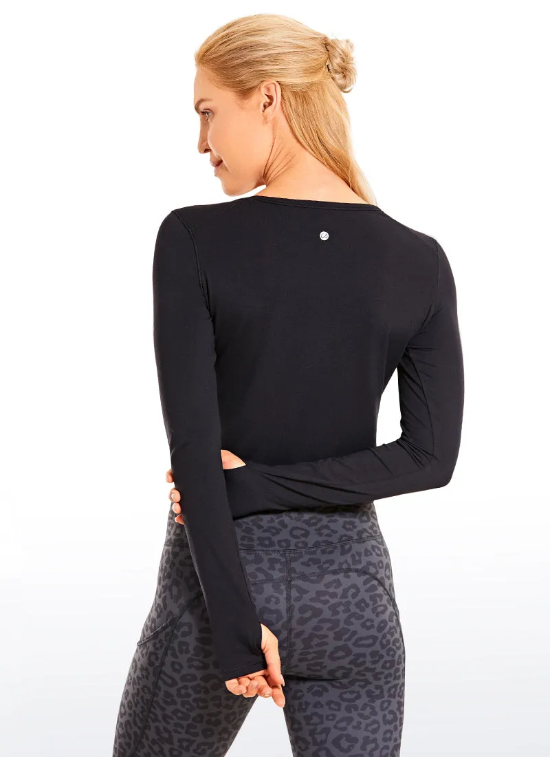 Brushed Thumbhole Cropped Long Sleeve sold by CRZ Yoga product image thumbnail 2