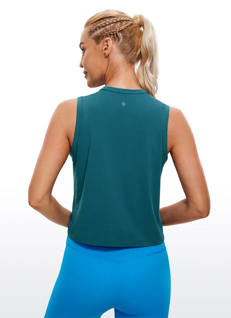 Pima Cotton High Neck Cropped Tank sold by CRZ Yoga product image thumbnail 2