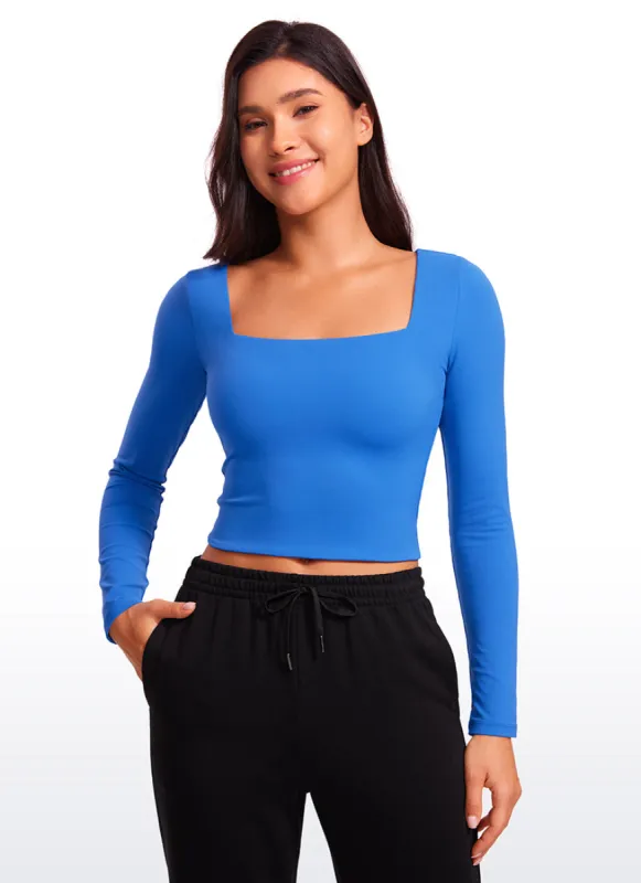 Butterluxe Double Lined Cropped Long Sleeves Square Neck sold by CRZ Yoga