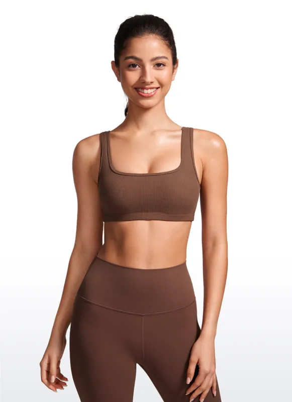 Ribbed Square Neck Padded Mini Bra sold by CRZ Yoga