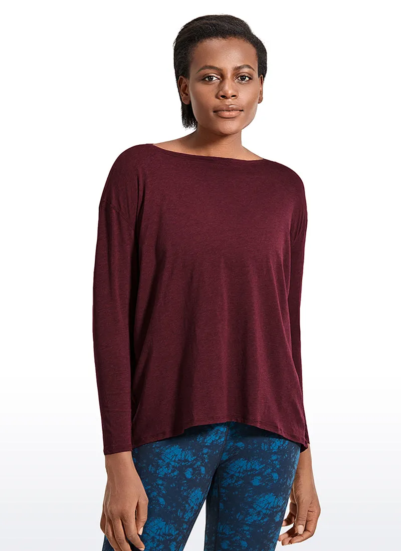 Pima Cotton Boat Neck Long Sleeve sold by CRZ Yoga