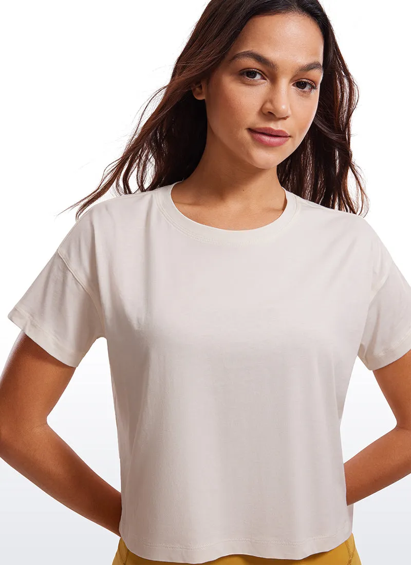 Pima Cotton Crew Neck Cropped Short Sleeve sold by CRZ Yoga product image thumbnail 4