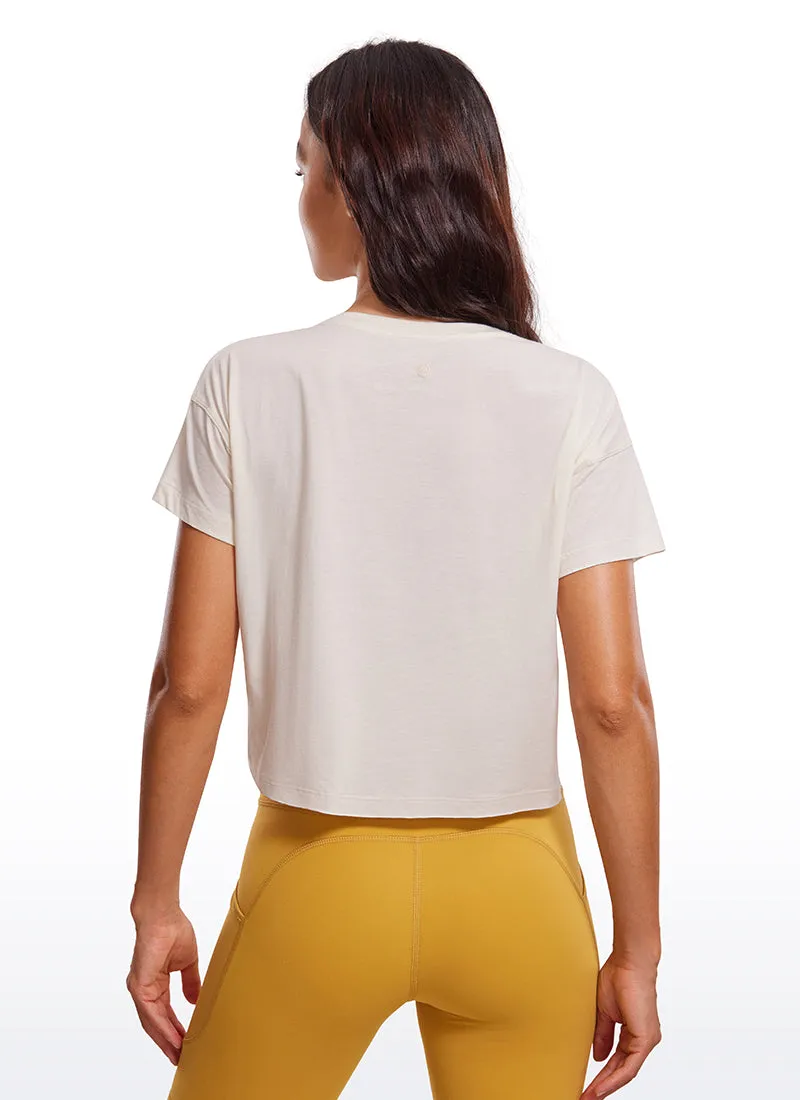 Pima Cotton Crew Neck Cropped Short Sleeve sold by CRZ Yoga product image thumbnail 2