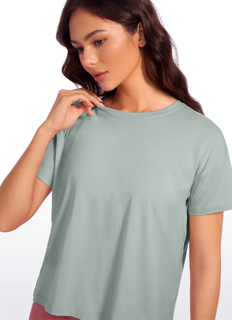 Pima Cotton Loose Fit Short Sleeve sold by CRZ Yoga product image thumbnail 4