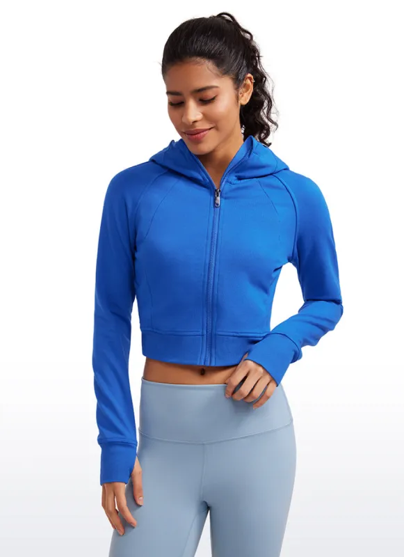 Amenity Cropped Full Zip Hoodies with Thumb Holes sold by CRZ Yoga