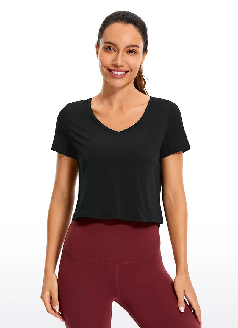Pima Cotton Short Sleeve Cropped V-neckline sold by CRZ Yoga product image thumbnail 5