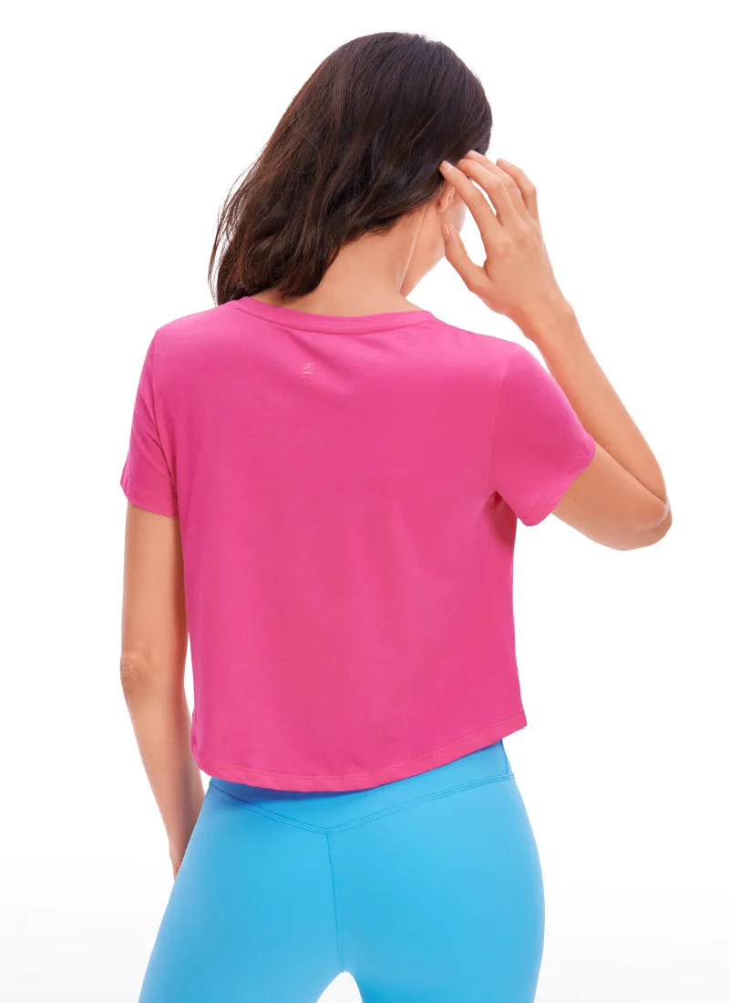 Pima Cotton Short Sleeve Cropped V-neckline sold by CRZ Yoga product image thumbnail 2