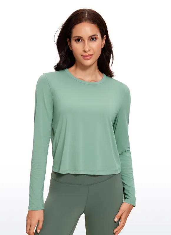 Pima Cotton Cropped Classic Fit Long Sleeve sold by CRZ Yoga