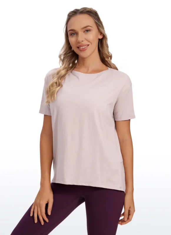 Pima Cotton Short Sleeves Boat Neck sold by CRZ Yoga