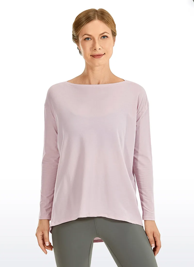 Pima Cotton Boat Neck Long Sleeve sold by CRZ Yoga