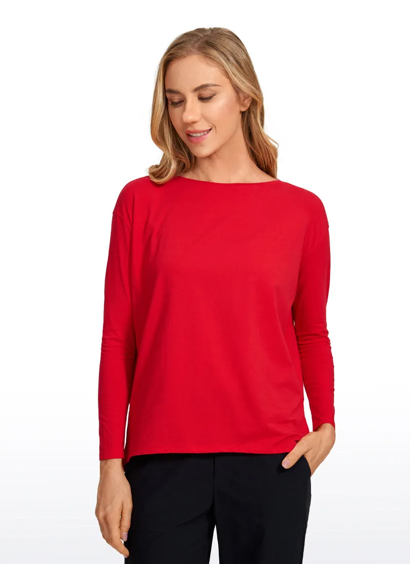 Pima Cotton Boat Neck Long Sleeve sold by CRZ Yoga product image thumbnail 3