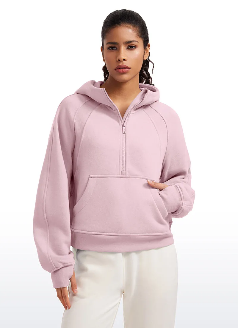 Fleece Lined Half Zip Hoodies with Thumb Holes sold by CRZ Yoga