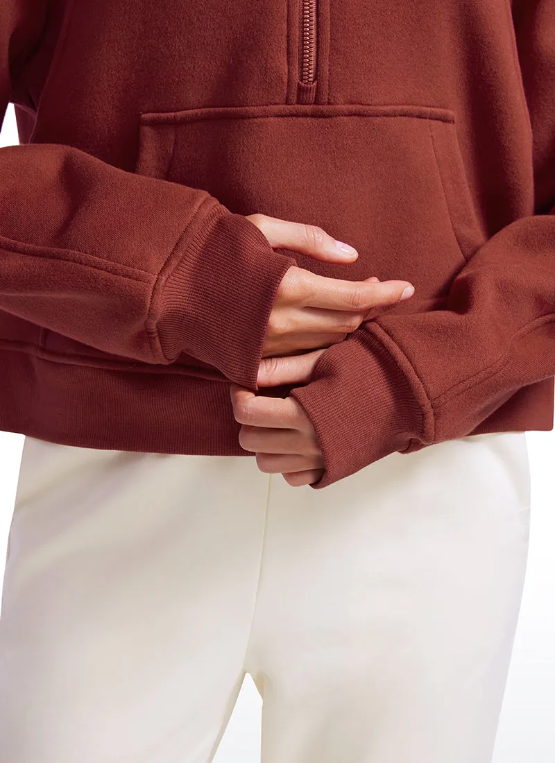 Fleece Lined Half Zip Hoodies Funnel Neck with Thumb Holes sold by CRZ Yoga product image thumbnail 5