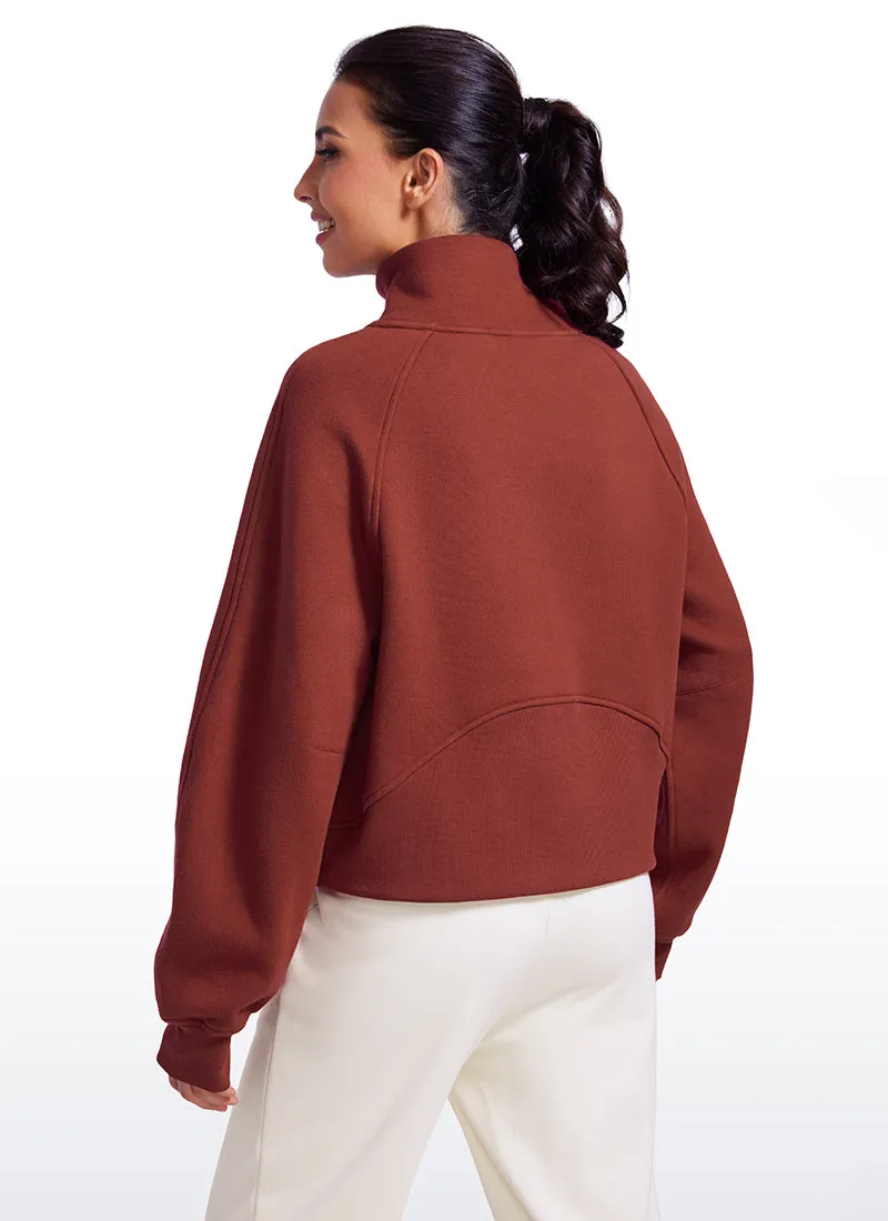 Fleece Lined Half Zip Hoodies Funnel Neck with Thumb Holes sold by CRZ Yoga product image thumbnail 2