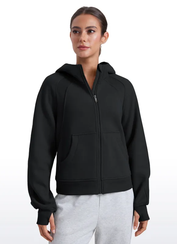 Fleece Lined Full Zip Hoodies with Thumb Holes sold by CRZ Yoga
