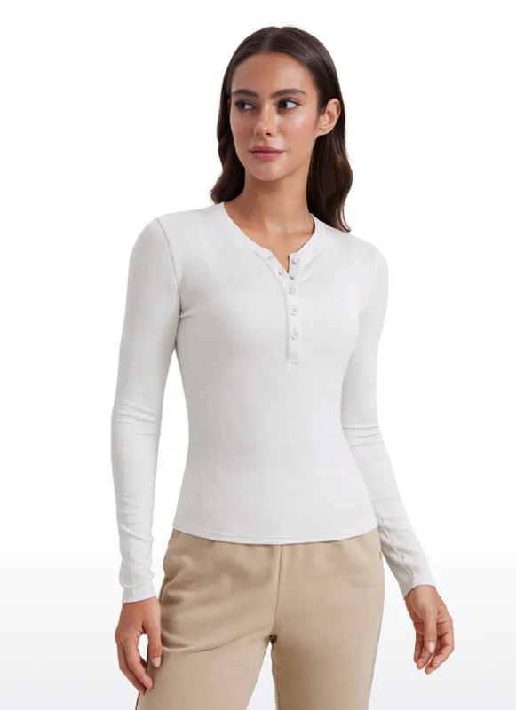 Ribbed Modal Henley Long Sleeve made by CRZ Yoga