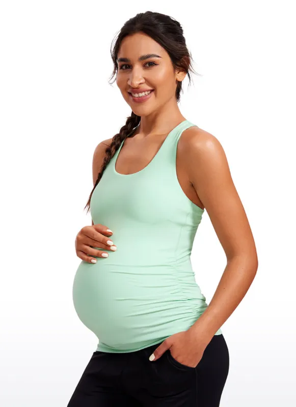 Butterluxe Racerback Maternity Built in Bra Tank Ruched Sides sold by CRZ Yoga