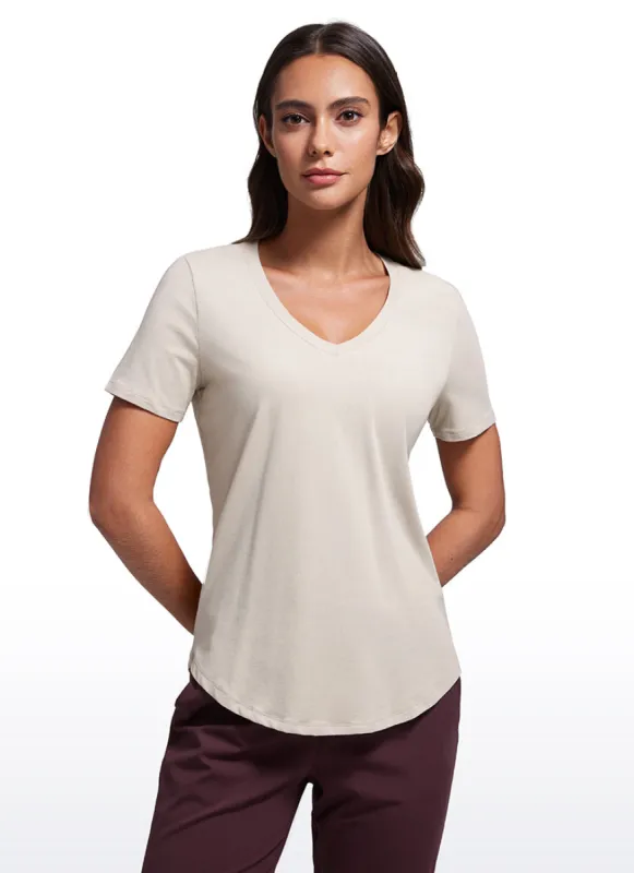 Pima Cotton Pro Short Sleeves V Neck sold by CRZ Yoga