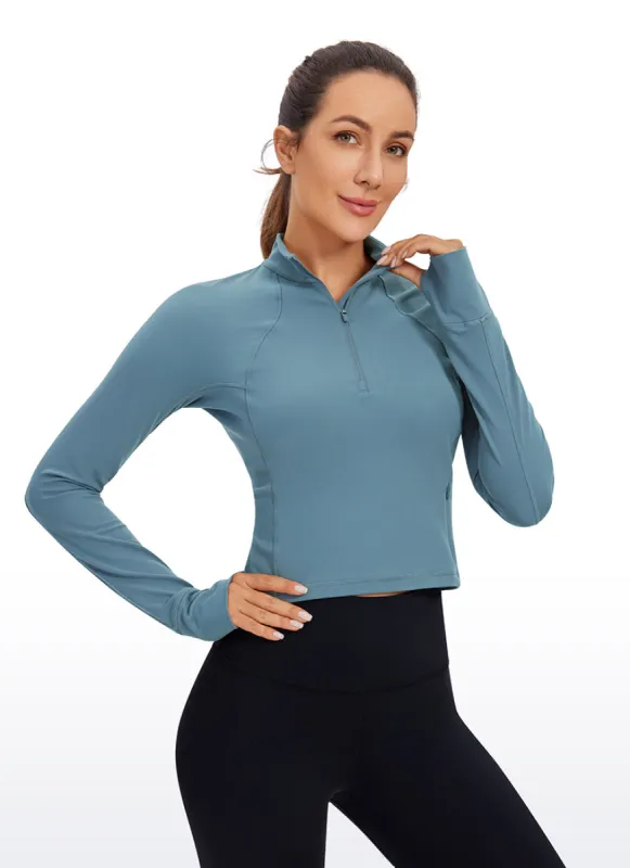 Butterluxe Half-Zip Long Sleeve Cropped sold by CRZ Yoga