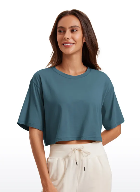 Pima Cotton Short Sleeves Cropped sold by CRZ Yoga