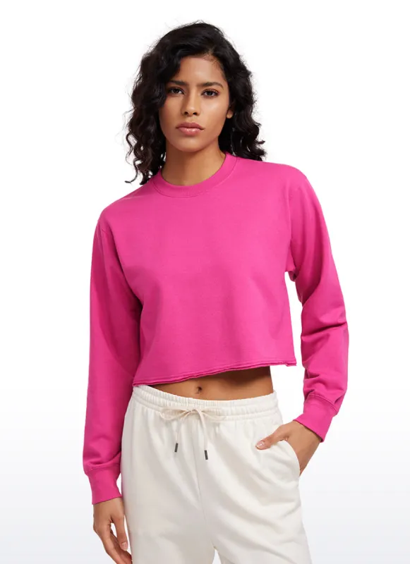 Amenity Double Raw Hem Sweatshirts Crew Neck sold by CRZ Yoga