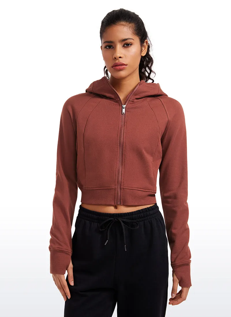 Amenity Cropped Full Zip Hoodies with Thumb Holes sold by CRZ Yoga