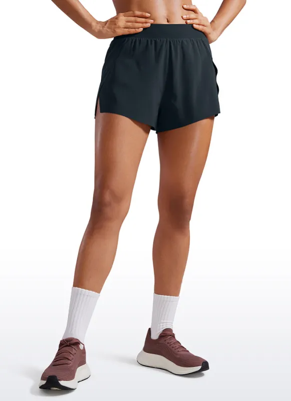 Feathery-Fit Soft High Rise Split Dolphin Mesh Liner Shorts 2.5'' sold by CRZ Yoga