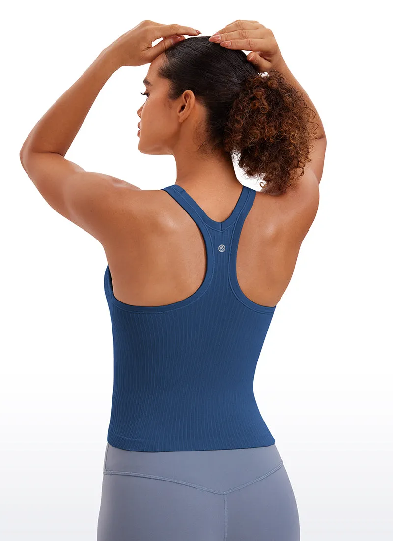 Seamless Racerback Built in Bra Ribbed Tank sold by CRZ Yoga product image thumbnail 2