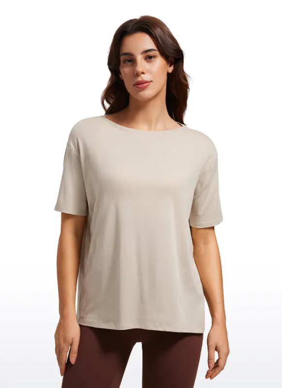 Pima Cotton Boat Neck Short Sleeve sold by CRZ Yoga