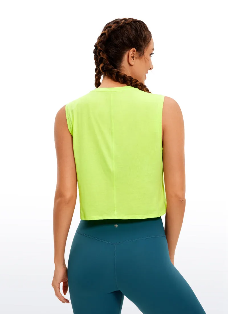 Pima Cotton Cropped Tank Tops Crew Neck sold by CRZ Yoga product image thumbnail 2
