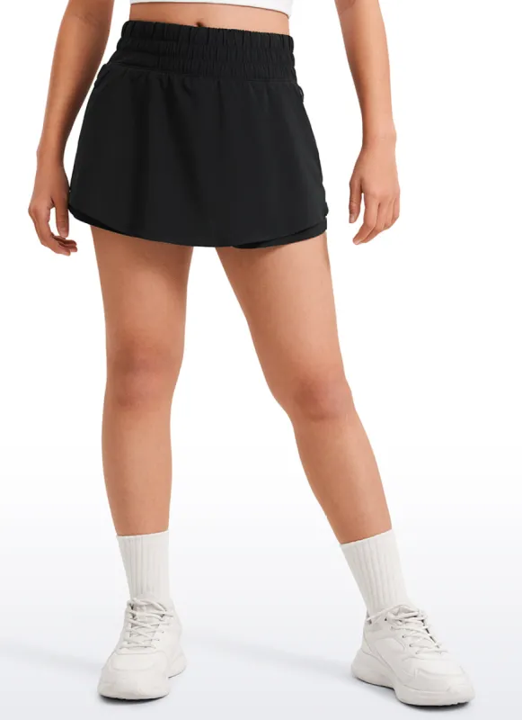 Feathery-Fit Soft Girls High Waisted 2 in 1 Flowy Shorts 2.5'' with Zip Pocket sold by CRZ Yoga