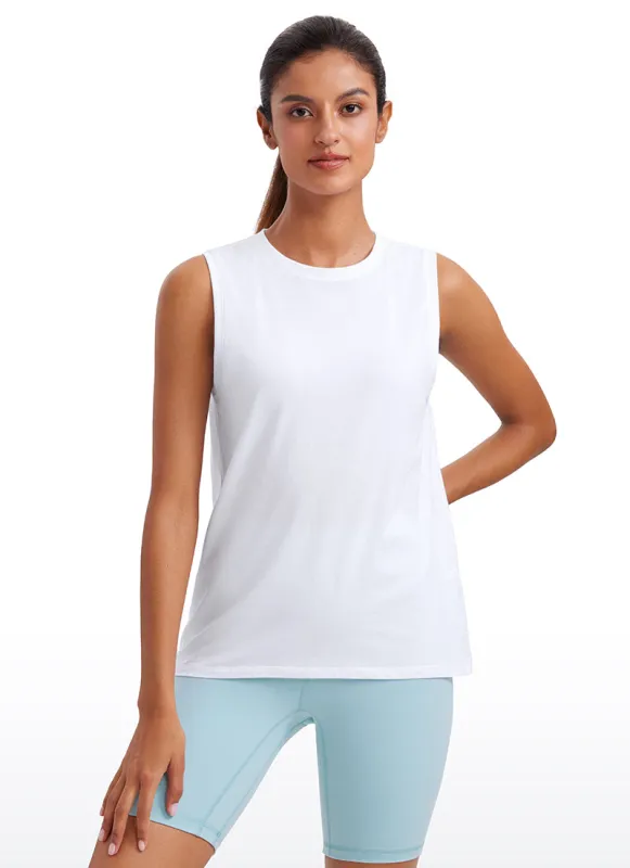 Pima Cotton Hip Length High Neck Tank sold by CRZ Yoga