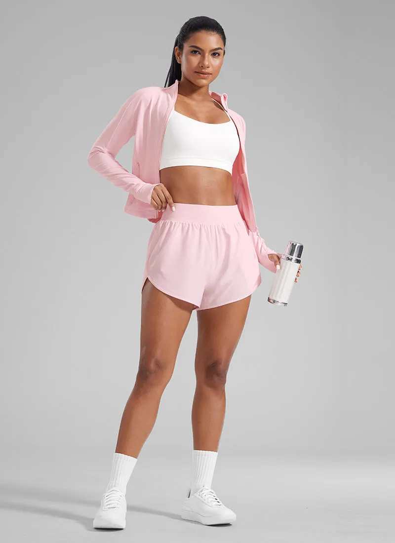 Feathery-Fit Soft Zipper Pocket Dolphin Shorts 3'' sold by CRZ Yoga product image thumbnail 3