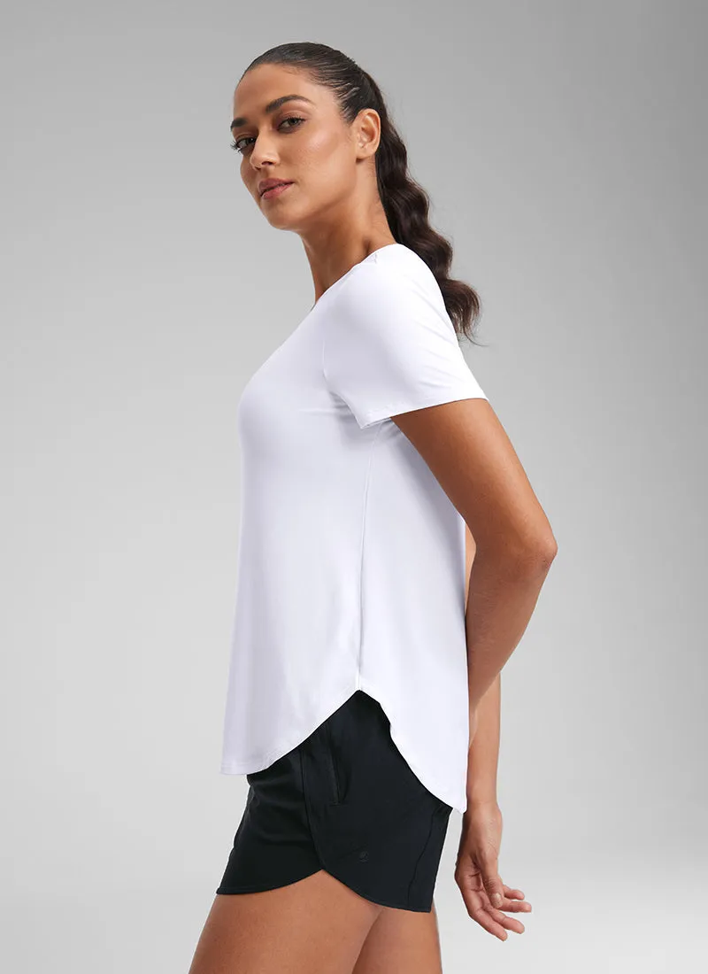 Cloudweight Crewneck Side Slit Short Sleeve sold by CRZ Yoga product image thumbnail 4